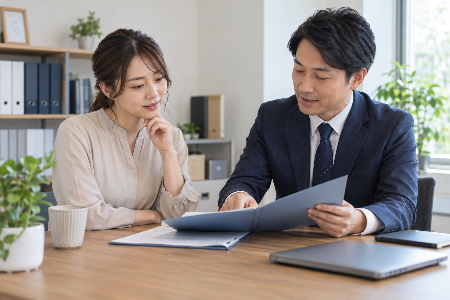 事業の許認可について行政書士へ相談する事業者のイメージ